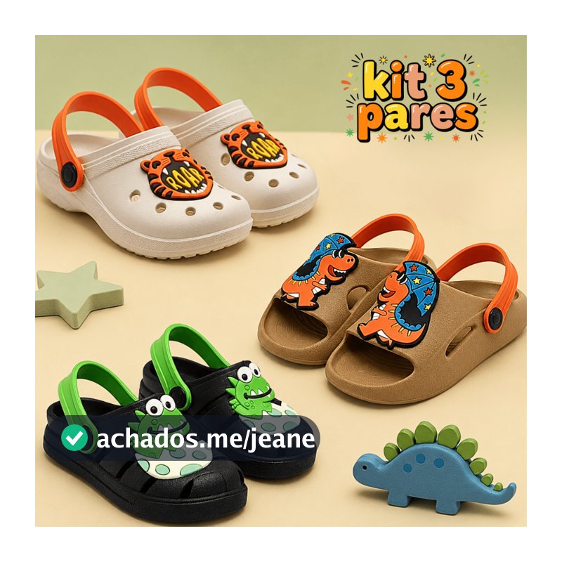 Kit 3 Pares Sandália Infantil Menino Leve e Confortável