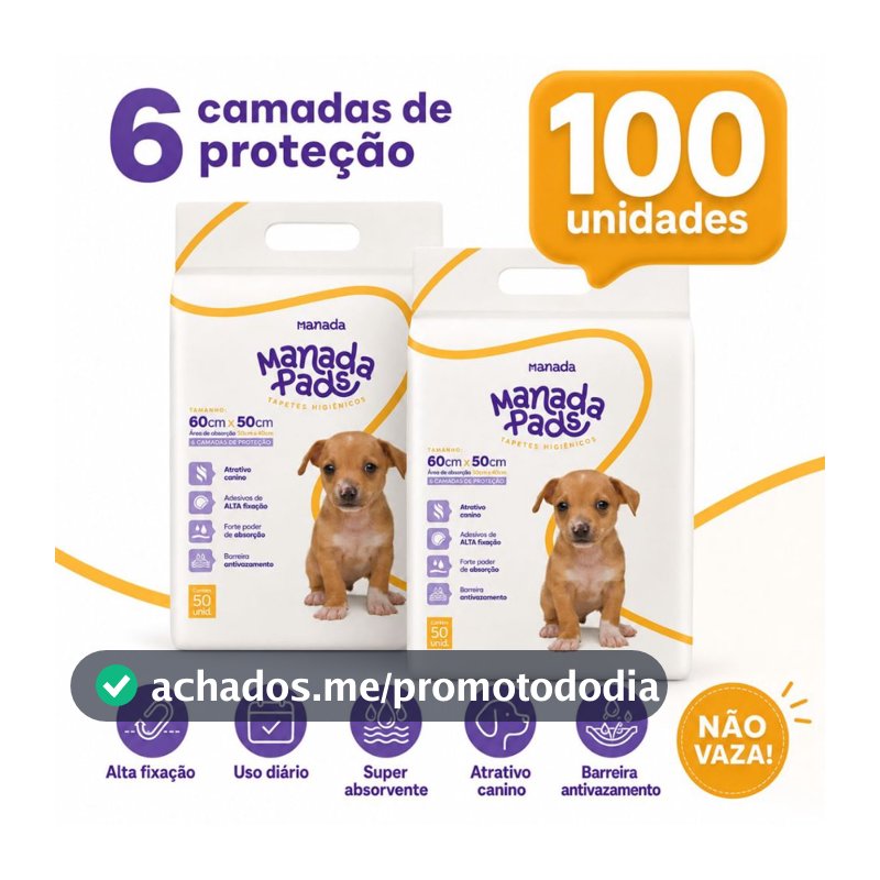 Kit 02 Tapete Higiênico Para Cães Manada Pads Neutro 50X60cm