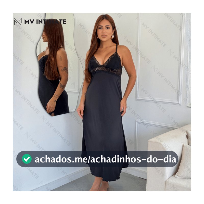 Camisola Longa Luxo com Renda em Microfibra 330