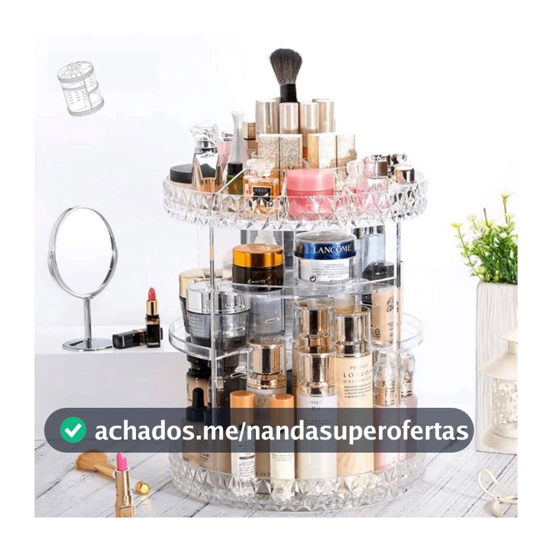 Organizador de maquiagem Acrílico  Giratório 360º Suporte Para Cosméticos