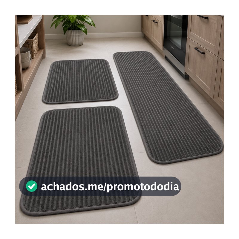 Kit Tapete Cozinha Passadeira Antiderrapante Jogo Com 3 Peças Passadeira Super Macia