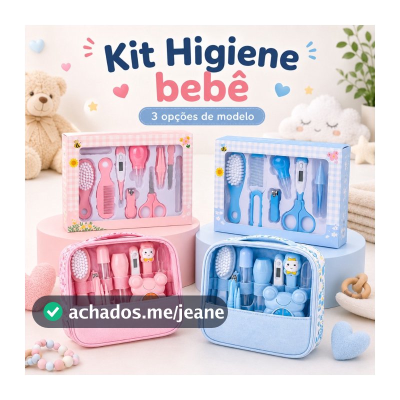 Kit Higiene Bebê Cuidados do Baby Até 13 Peças Pente Escova Tesoura Cortador De Unha