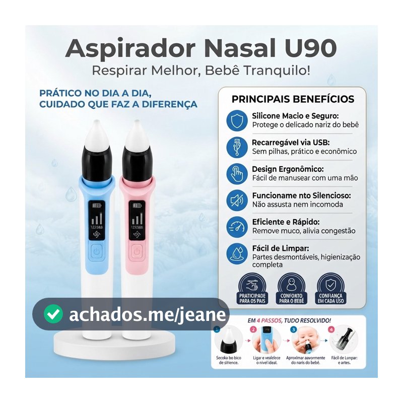 Aspirador Nasal Recarregável Para Bebês Silicone Ajustável Sucção Elétrica Crianças