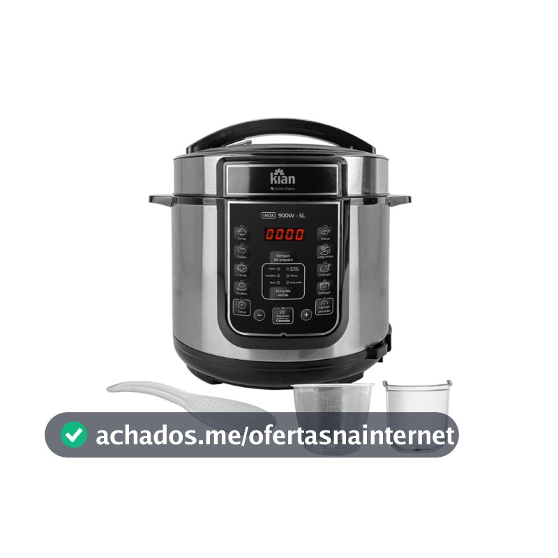 Panela de Pressão Elétrica Kian 5 Litros 900W 127V  Inox/Preto PPE-101