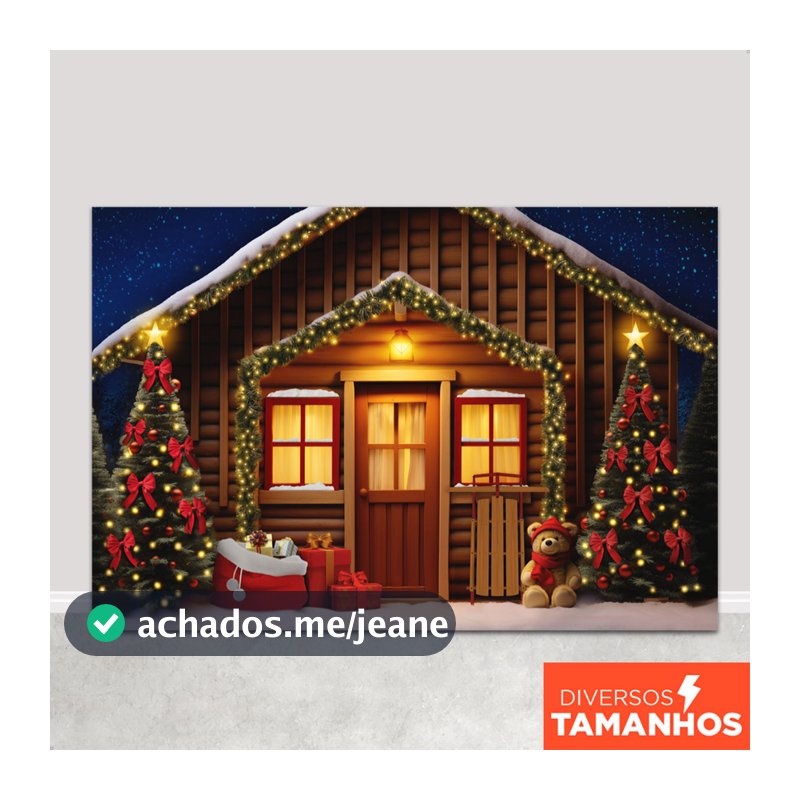 Fundo Fotográfico Natal Cenário Casa Natalina Em Tecido FNT-798