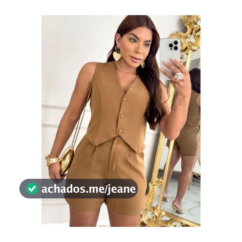 Conjunto Feminino short e colete ALFAITARIA luxo