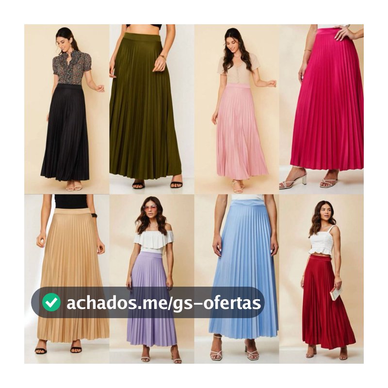 Saia Longa Plissada Lisa Com Forro Moda Evangelica -002