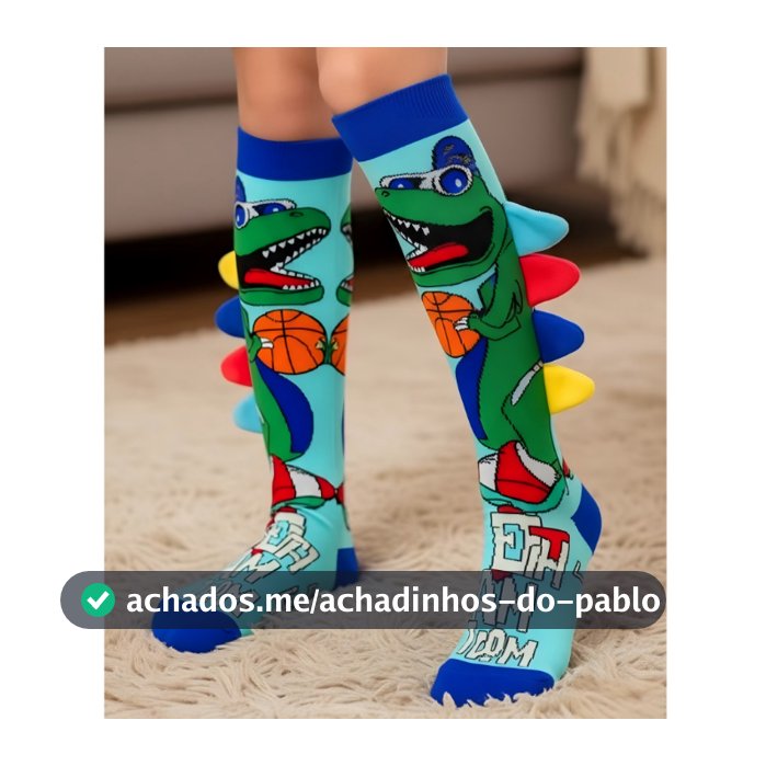 Meias infantis com estampa 3D de desenhos animados - Meias até o joelho, divertidas, coloridas e perfeitas para festas.