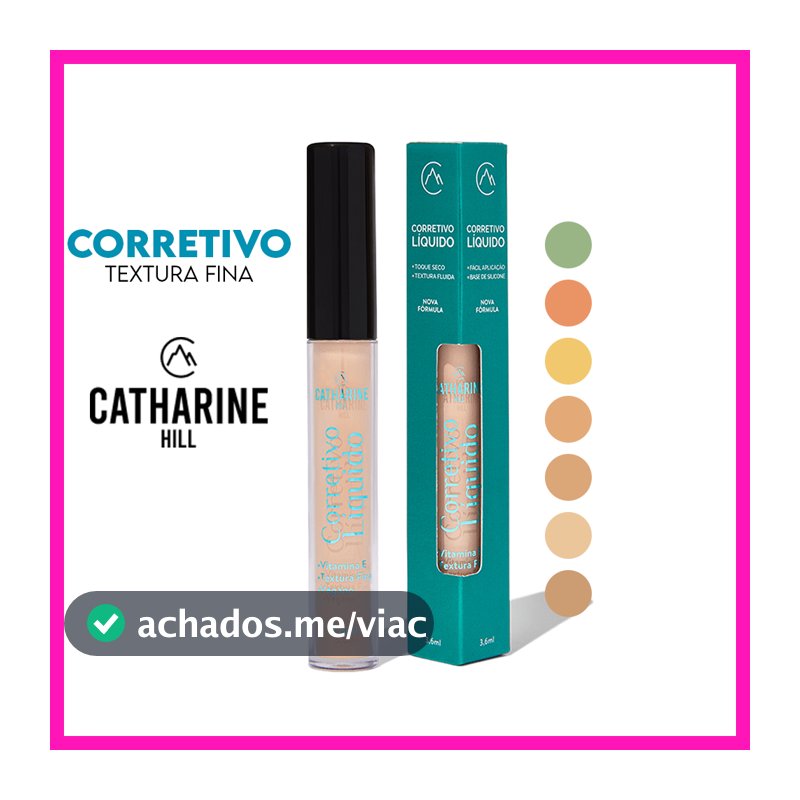 Catharine Hill Corretivo Líquido 3,6ml. O Fluid Concealer é de média cobertura, toque seco e aveludado.