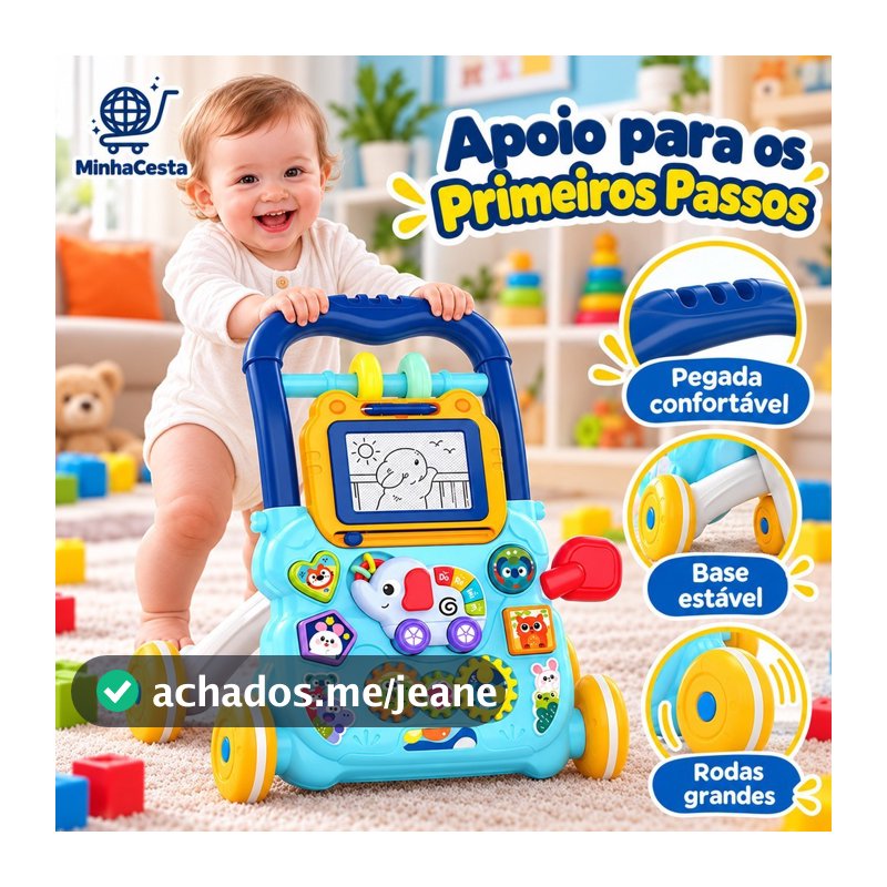 Andador Didático Bebê Empurrador Musical Didático Educativo Quadro Magico Educativo Infantil Baby-P20