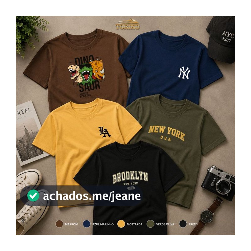 Kit 5 Camisetas Infantil Menino 100% Algodão Roupa Básica Confortável