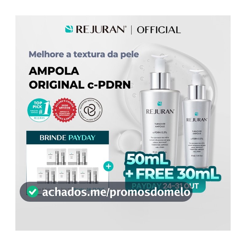 [REJURAN] Turnover Ampoule 30mL / 50mL | Textura da Pele, Ação Calmante, Clareamento e Luminosidade