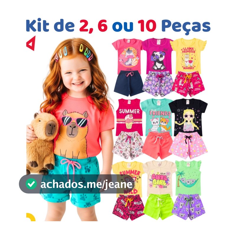 Kit de 2, 6 ou 10 Peças Sortido de Roupa Infantil Menina Conjunto Verão Feminino