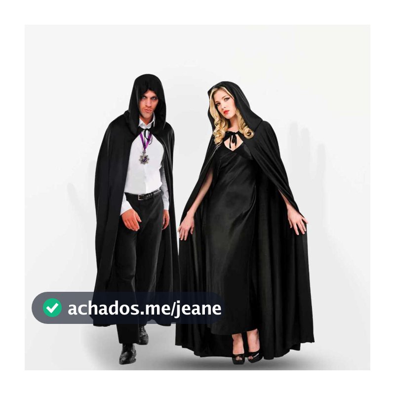 Capa De Bruxa Vampiro Drácula Halloween C/capuz Adulto Luxo