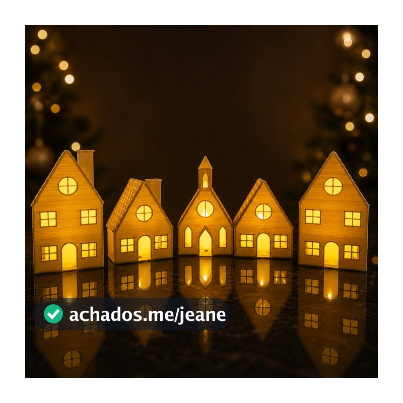 Kit Casinhas Vila Natalina Iluminadas Led Casa Natal Enfeite Decoração Minimalista Igreja Casa Com Chaminé