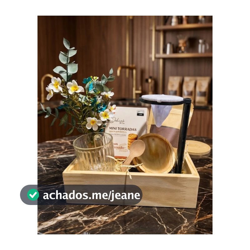 Kit Ritual do Café | Presente Gourmet com Bandeja, Xícara Mini torradinhas