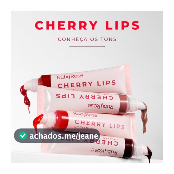 Lip Balm Gloss Labial Cherry Lips Ruby Rose Linha Rosa Hidratante Labial Brilho