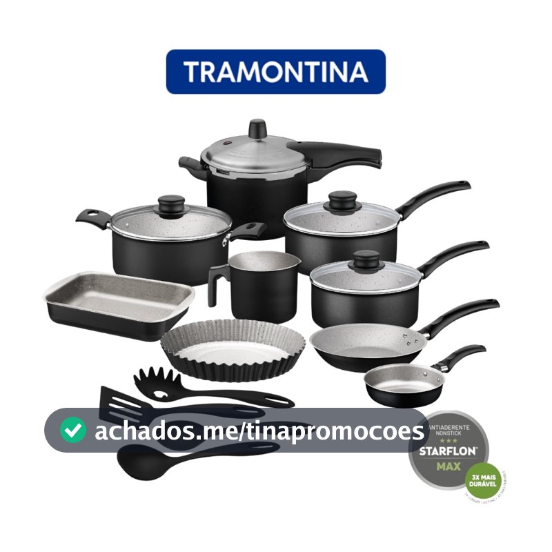 Jogo De Panelas Antiaderente Tramontina 13 Peças Com Panela De Pressão e Utensílios