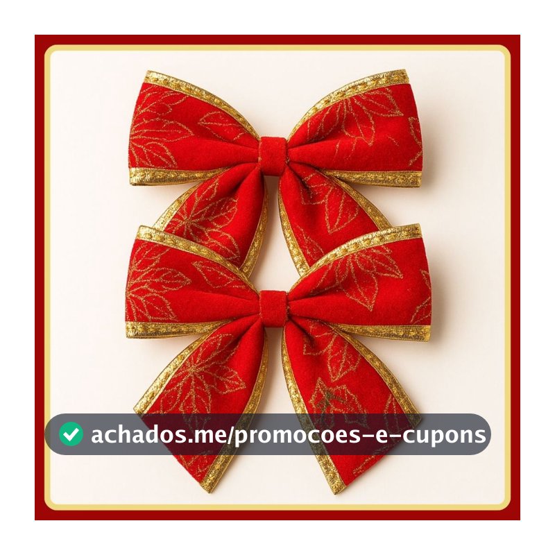 enfeite laço veludo vermelho kit 2 unidades decoração natalina detalhes dourado