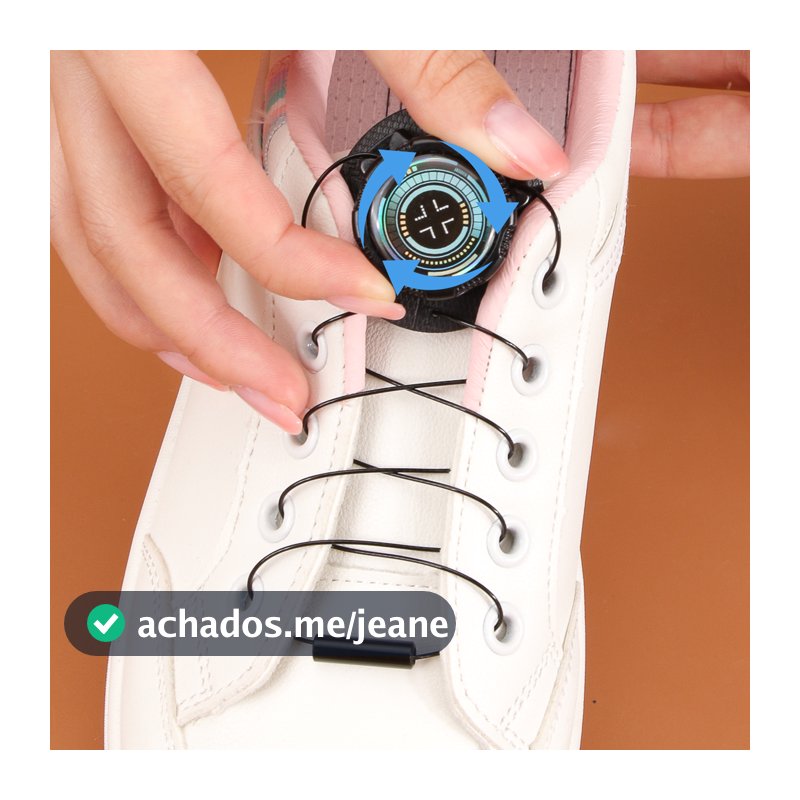 Novos cadarços rotativos com ajuste elástico automático, solução rápida sem amarração para calçados esportivos.