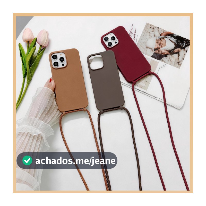 Capinha iPhone com Cordão Capa para Celular TPU Aveludada Antichoque para iPhone 11 12 13 14 15 16 17 ProMax