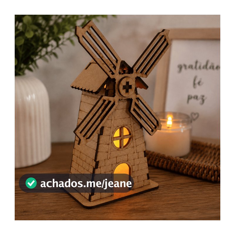 Casinha Em MDF Vila Com Moinho Decorativo Rústico Para Maquete Enfeite De Natal