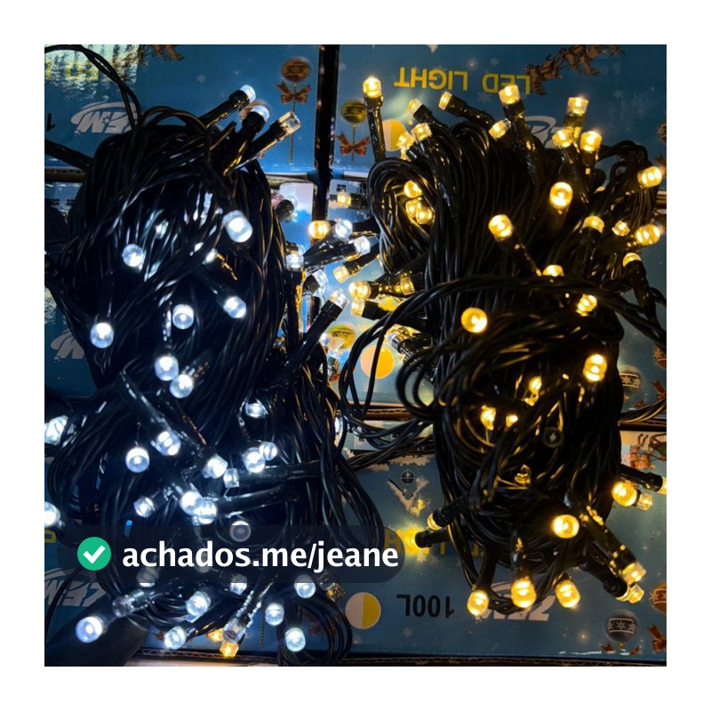 Pisca Pisca STROBO 100 LEDs 10m 110V Luz Quente 110v Natal Decoração Efeito Brilho Fio Preto SD0020