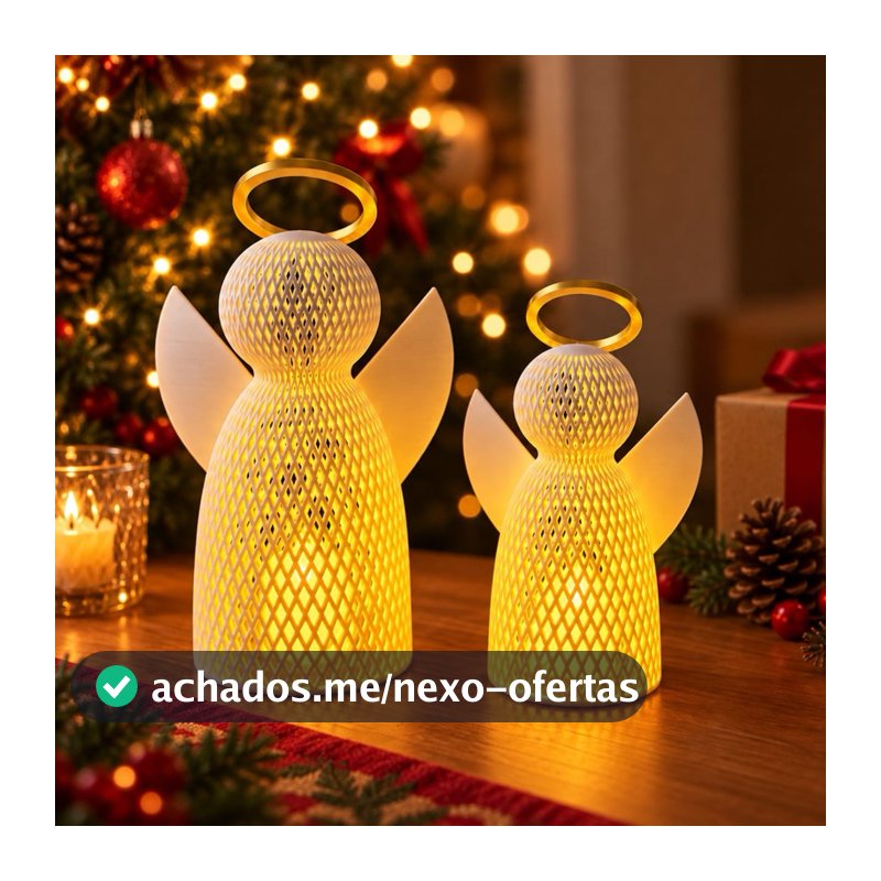 Anjo de Natal decorativo - Com ou Sem Vela LED - Decoração Natalina - Presente - Batizado - Anjo da Guarda