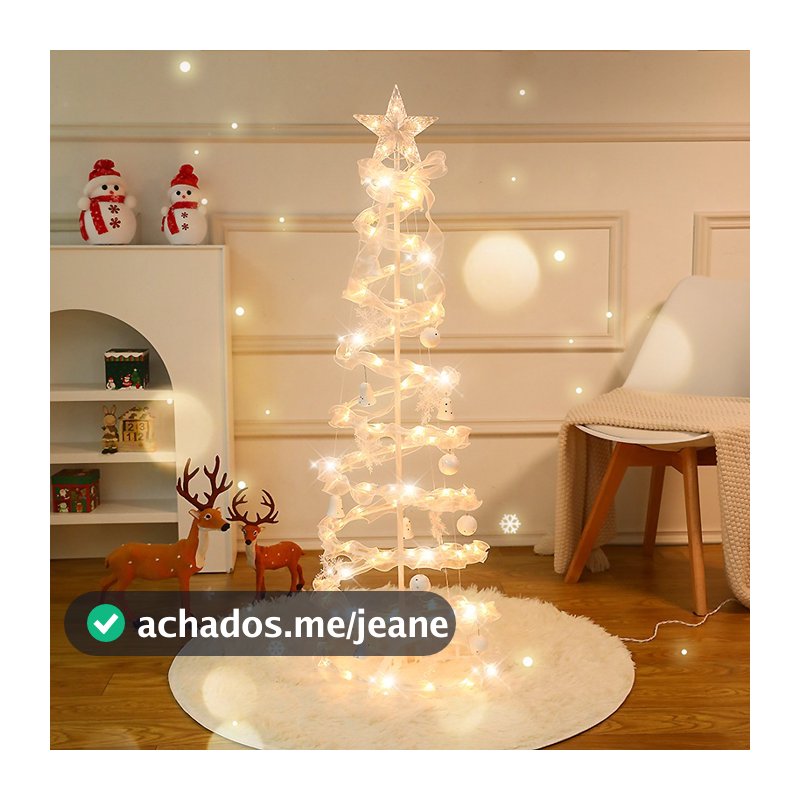Árvore de Natal LED 1,80m Espiral com Estrela Iluminada Kit Completo com Enfeites Natalinos
