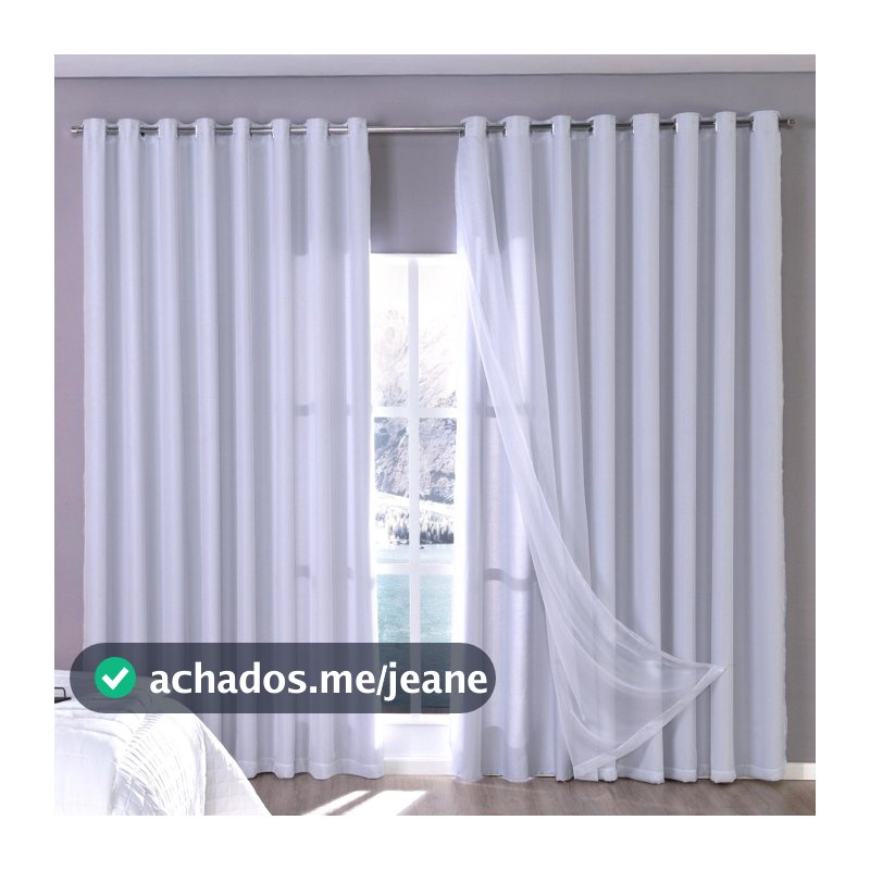 Cortina Blackout com Voil 4m x 2,70m p/ Varão Corta Luz Sala Quarto