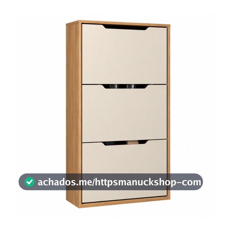 Sapateira Retrátil Inclinável 3 Portas Basculantes Organizador Multiuso Puxador Cava-Para Calçados Hall Entrada e Quarto