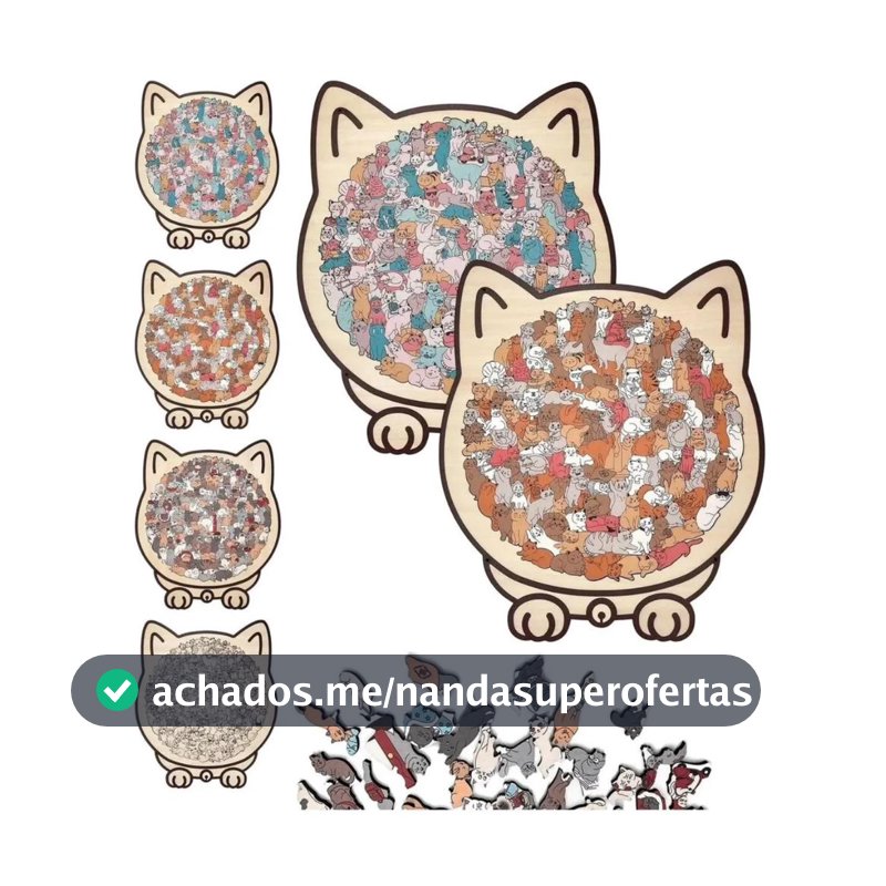 Quebra-cabeça de Madeira em Forma de um Gato Colorido Morandi | Animal Fofo