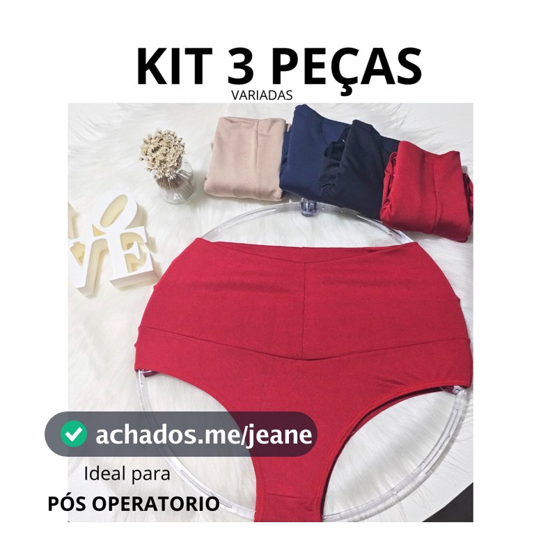 KIT 3 Calcinhas Pós Parto Cos Alto Modeladora Gestante Compressão Seca Barriga Lingerie Feminina
