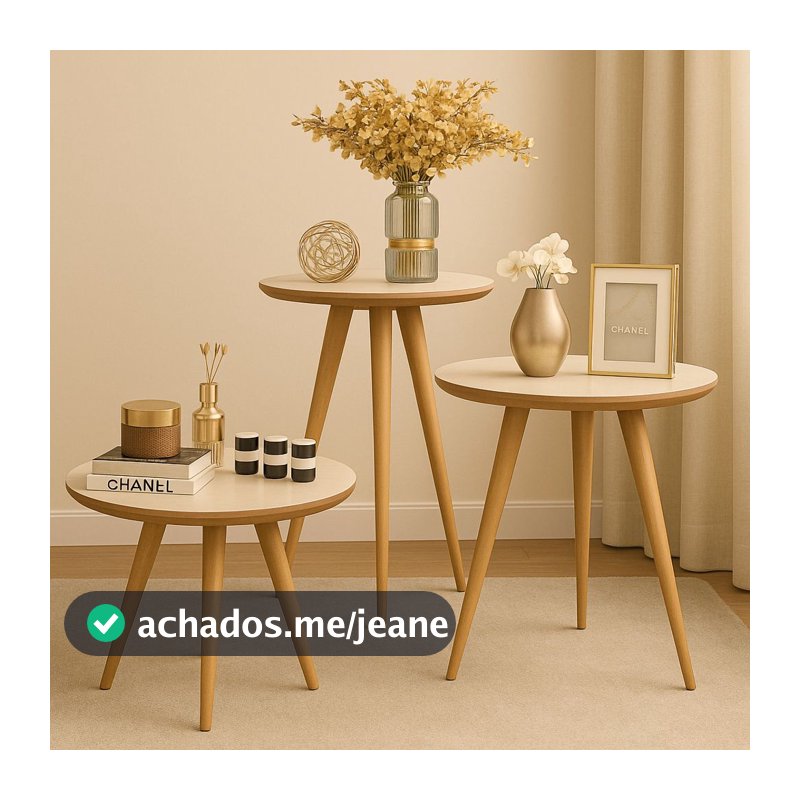 Kit 3 Mesinhas Laterais Redonda Canto Decoração Sala Festas Retro Vintage