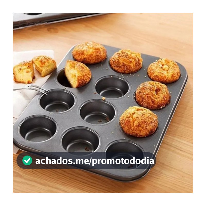 Forma Cupcake Antiaderente Teflon Pão de Queijo Empadas Muffins Assadeira6/12 Cavidades