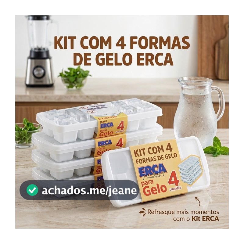 Kit 4 Formas Para Gelo Plástica Cozinha Forminha Utilidade Doméstica - Erca Plast