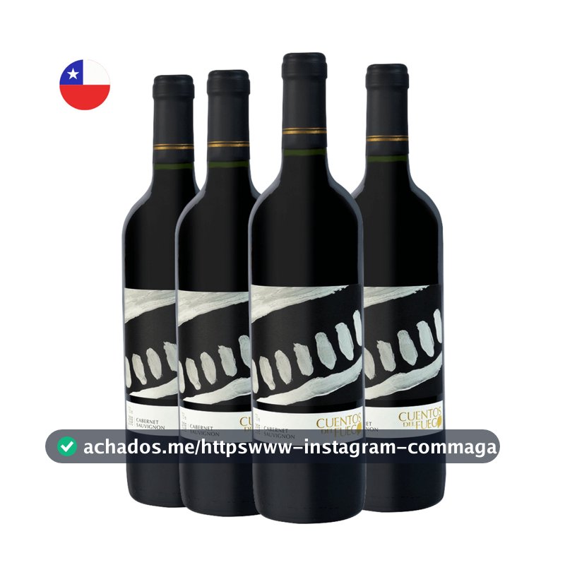 Kit com 4 Vinhos Chilenos Tinto Seco Uva Cabernet Sauvignon Cuentos del Fuego 750ml