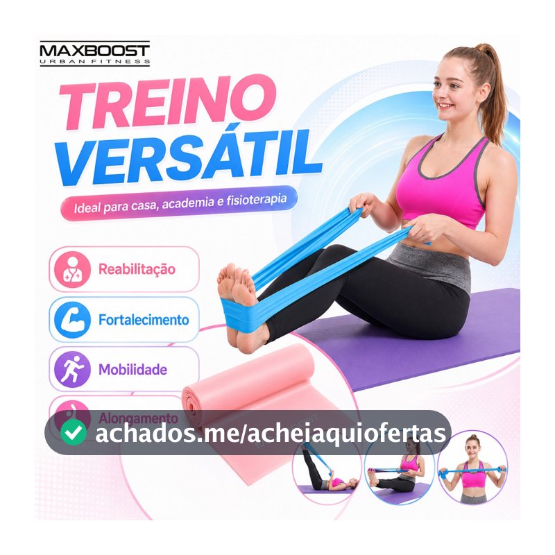 Faixa Elástica Maxboost 1,5m para Fisioterapia Reabilitação Fortalecimento Muscular Treino Funcional Fitness