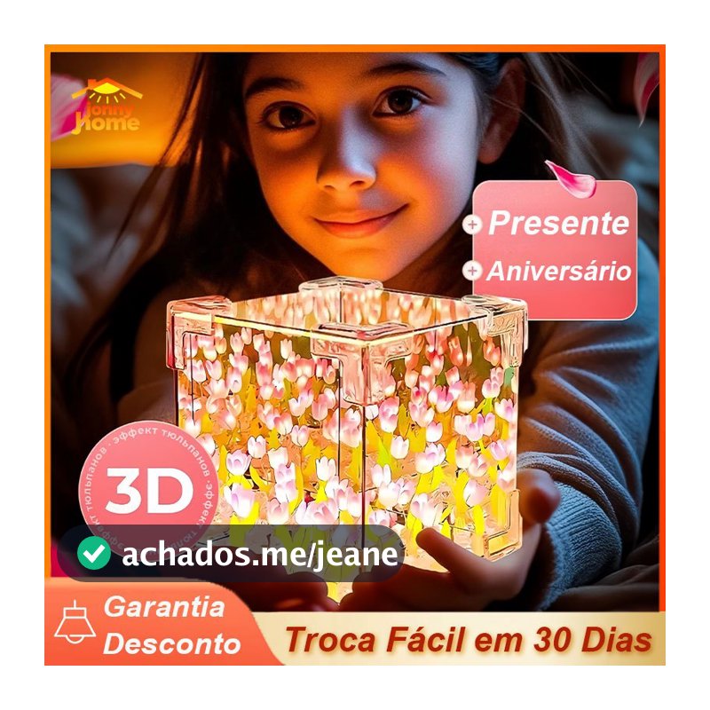 Luz Noturna DIY Tulipa 3D Criativa Lâmpada Tridimensional Casal Presente