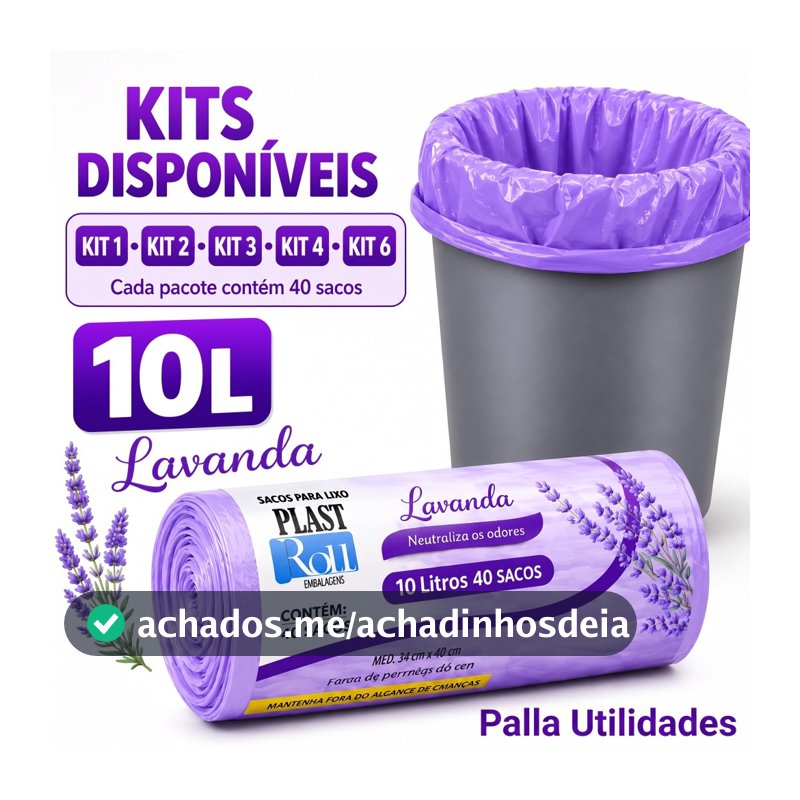 Saco de Lixo Lavanda 10L Perfumado Anti Odor Banheiro Pia