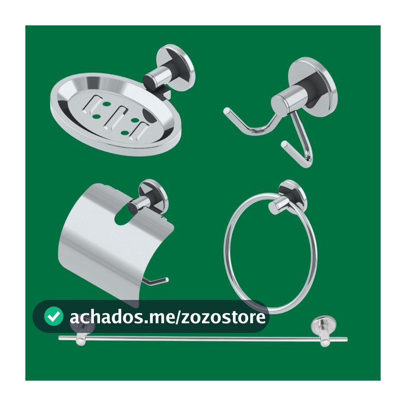 Kit Para Banheiro Completo Acessórios Em Inox Linha Stander 5 Peças