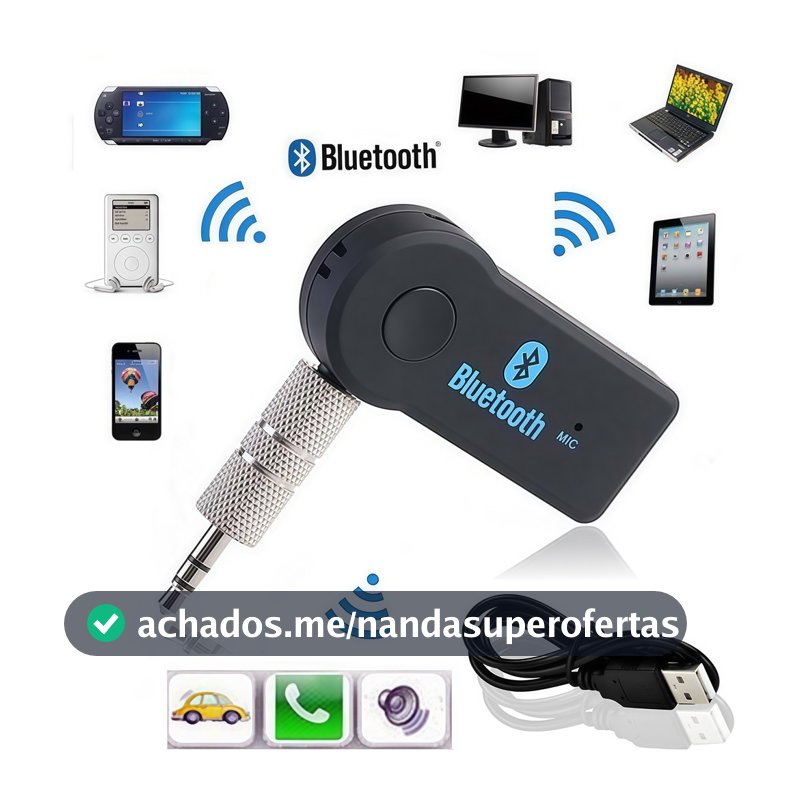 Receptor Bluetooth de Áudio P2 3.5mm Auxiliar para Som de Carro Adaptador Bluetooth com Microfone