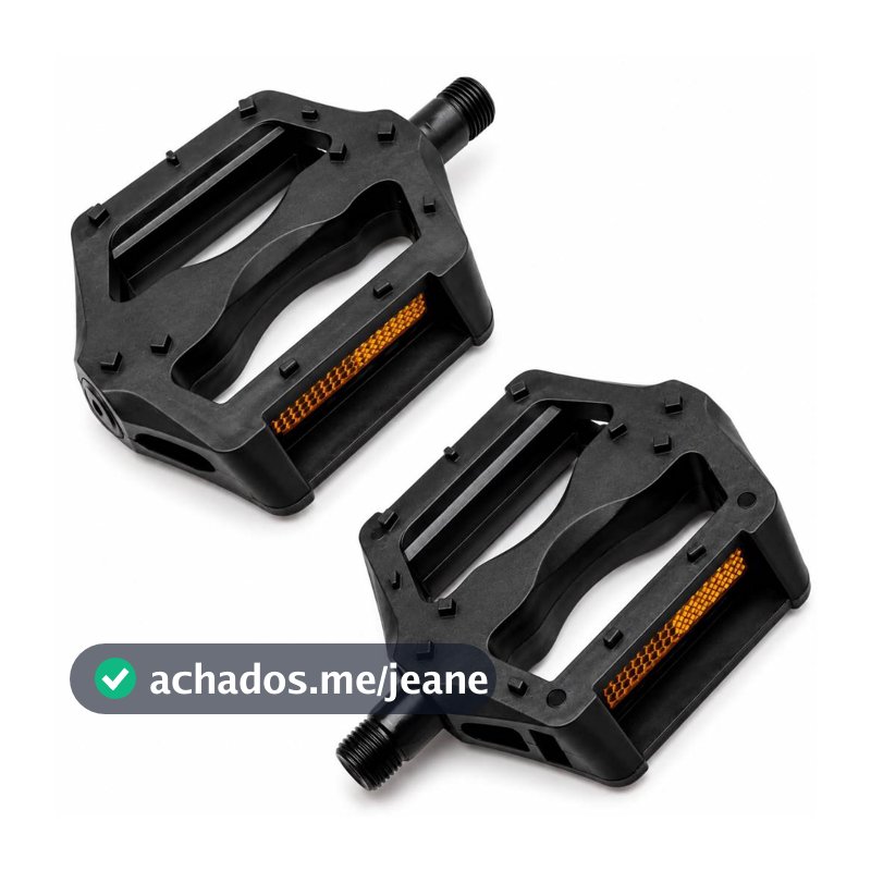 Par Pedais Plataforma Nylon Bicicleta Rosca 9/16 Antiderrapante com Refletor MTB Speed Antiderrapante MTB Speed BMX Pret