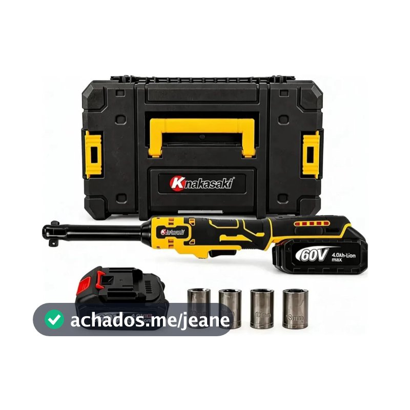 Chave De Catraca A Bateria Elétrica 2 Baterias 60v Com Soquetes E Maleta