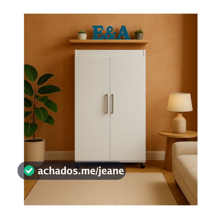 Armário Multiuso Slim 2 Portas com Rodízios