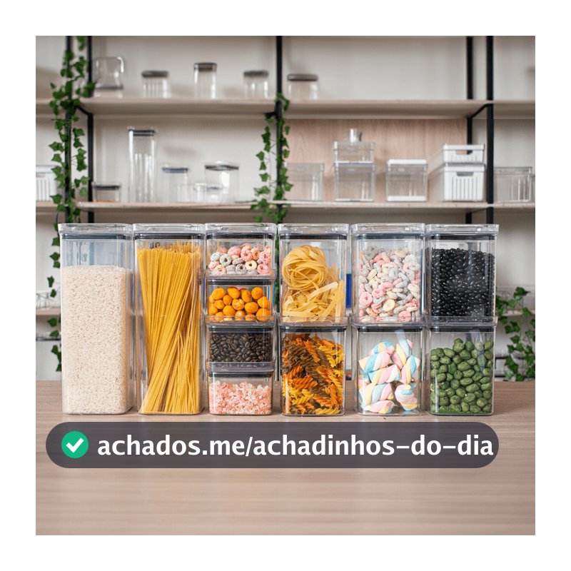 Kit 12 Potes Hermeticos Acrilico Potes Mantimentos Empilháveis Kit Mantimentos para Cozinha Promoção