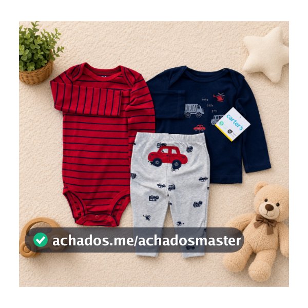 Trio Carters Body, Camiseta e Calça Carrinhos Meia Estação