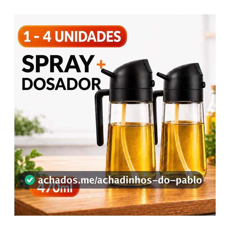 Galheteiro Spray Azeite Borrifador Dosador 2 em 1 Economico vidro 470ml Óleo Vinagre Shoyu Gourmet