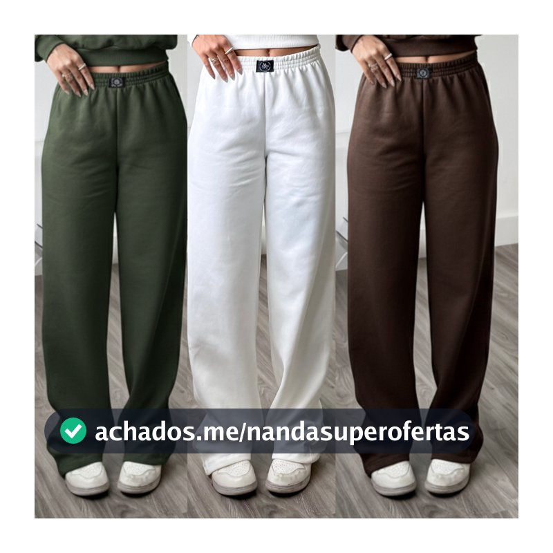 Calça Pantalona Feminina Cintura Alta no moletom confortável e estilosa Calça Wide Leg Moletom Feminina conjunto moletom
