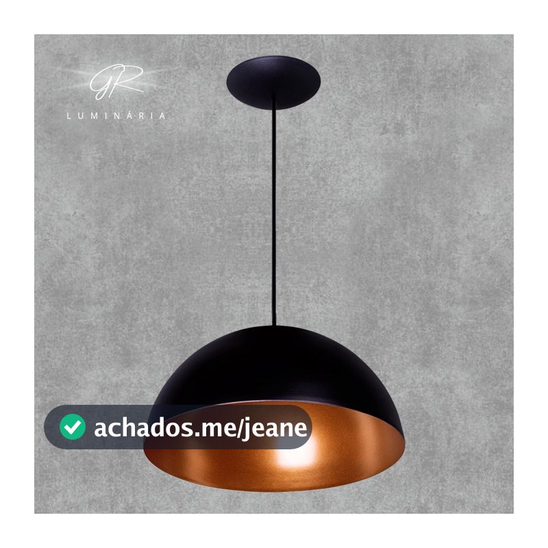 Pendente Luminaria Unidade Meia Lua De 40cm, Preto/cobre Casa E Decoração Luminaria De Teto
